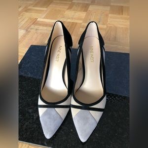 Nine West black / grey microsuede  4” heels stilettos. Worn once.